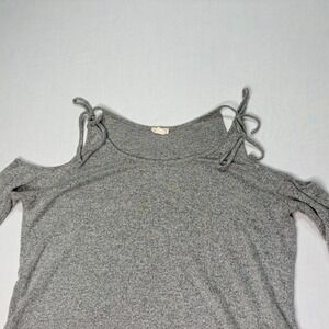 Garage Womens Gray Long Sleeve Cold Shoulder Tie Top Size Small‎